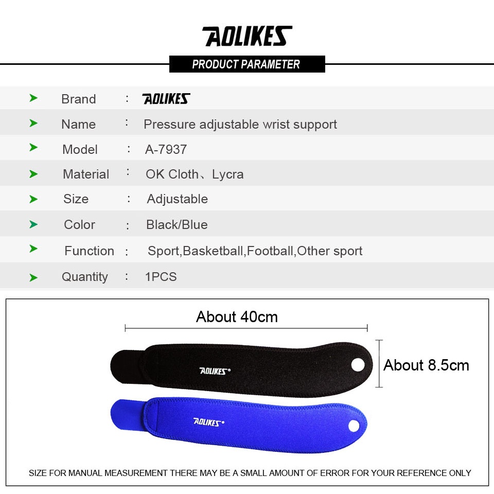 AOLIKES Đai Quấn Cổ Tay Hỗ Trợ Nâng Tạ Tiện Dụng