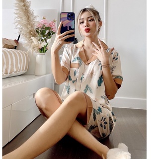 Bộ lụa lửng họa tiết mặc nhà