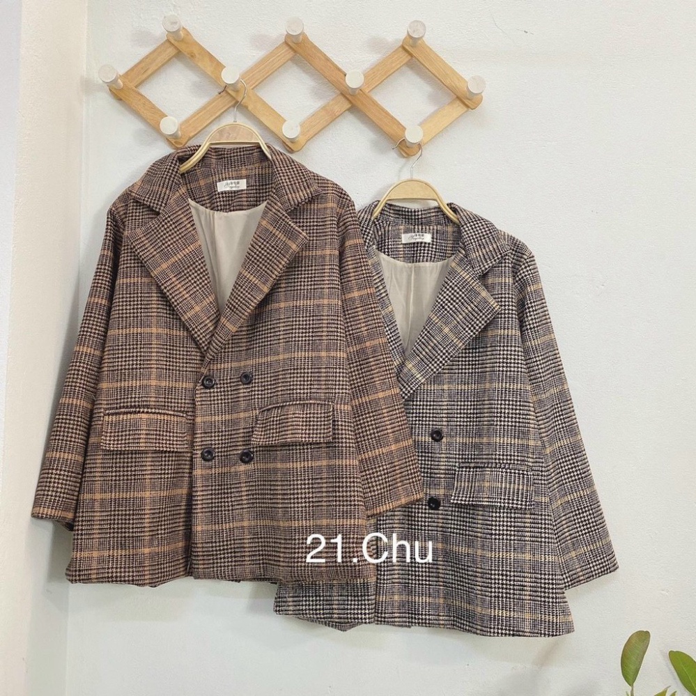 Áo blazer dạ kẻ blazer loại 1 freeship50k
