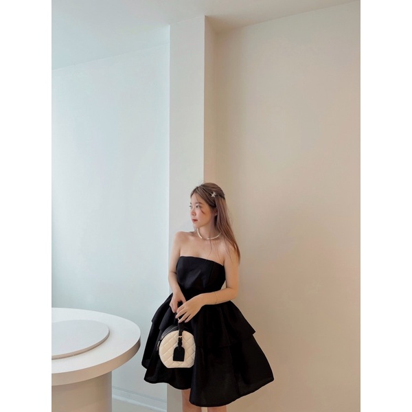 Váy cúp ngực thiết kế 2 tầng bồng đầm xoè vải tafta ánh nhũ cao cấp tiểu thư Bonheur Joyce Dress