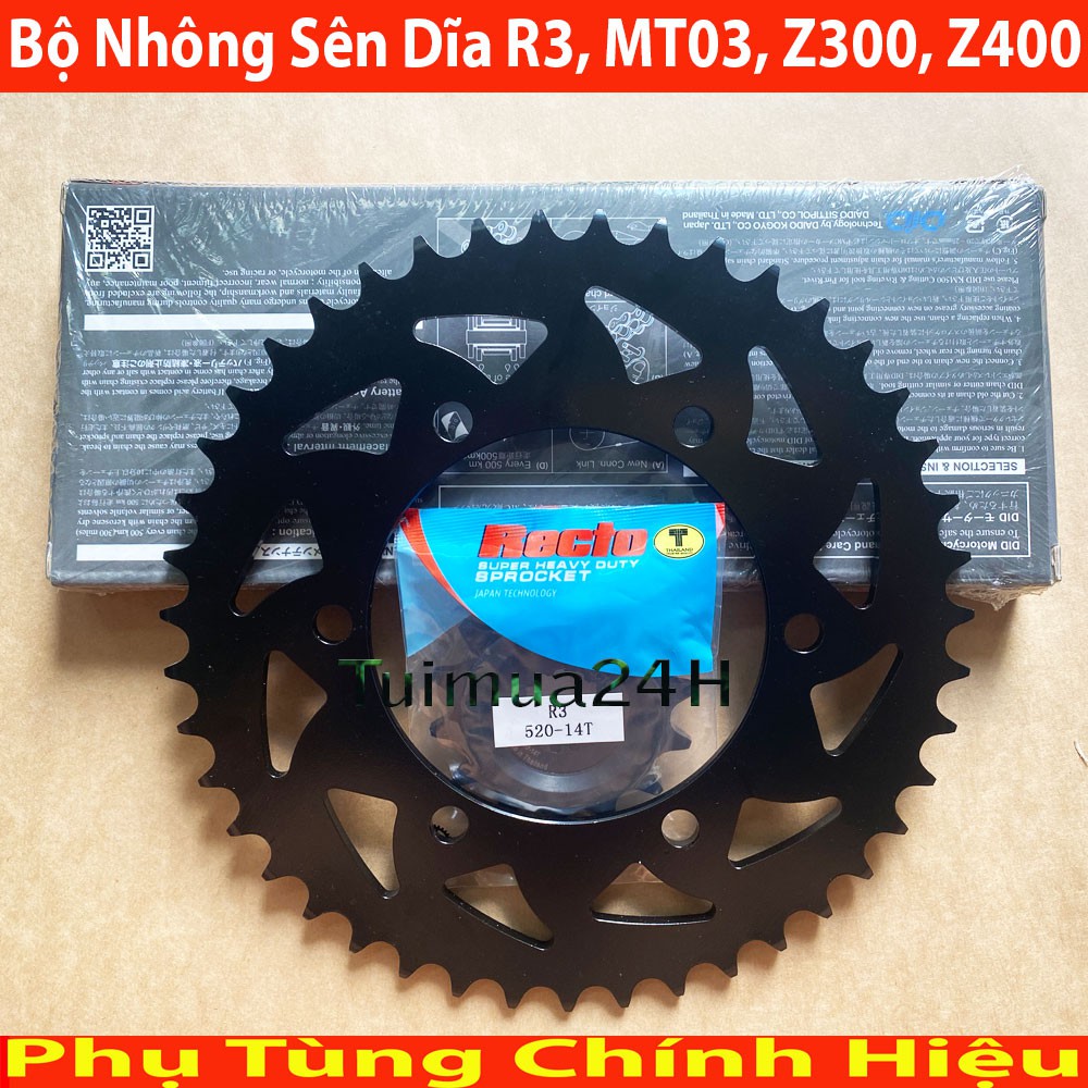 Bộ Nhông Sên phốt DID Oring 520VR 120ZB Steel xe Kawasaki z300, Ninja 300, MT03, Yamaha R3, Z400