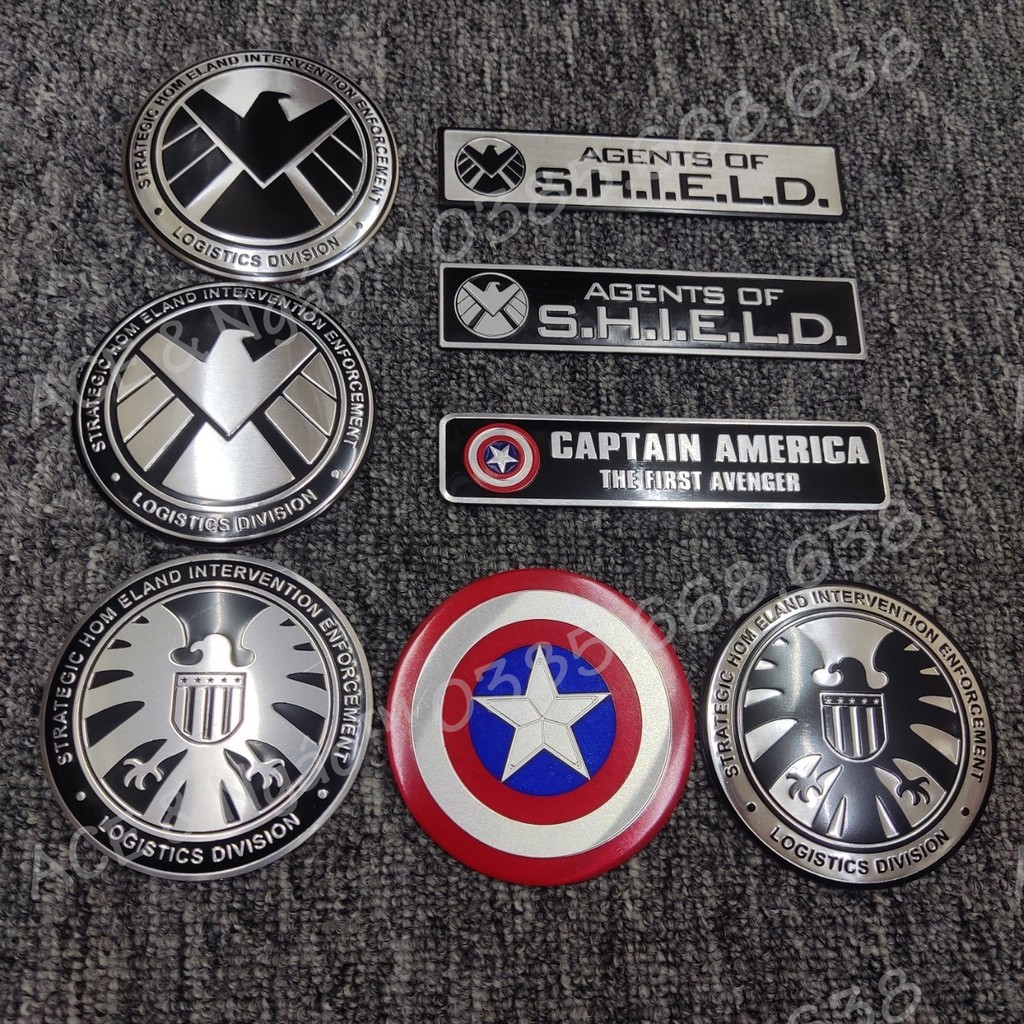 Tem Nhôm dán xe Captain - SHIELD Marvel siêu chất