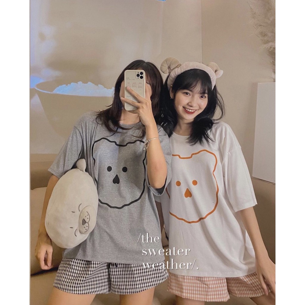 [S027] Bộ cotton đùi kẻ gấu, Bộ quần đùi kèm áo phông gấu siêu đẹp | BigBuy360 - bigbuy360.vn