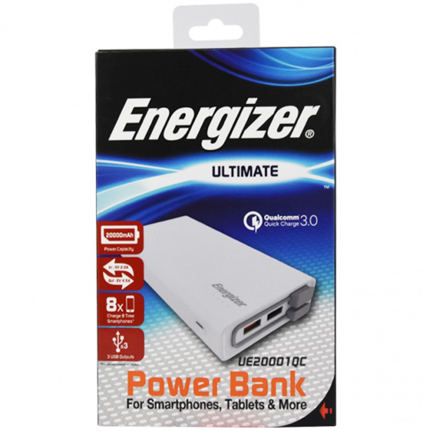 Sạc Dự Phòng Energizer UE20001QC 20000mAh Li-Po Sạc Nhanh Chuẩn QuanCom 3.0