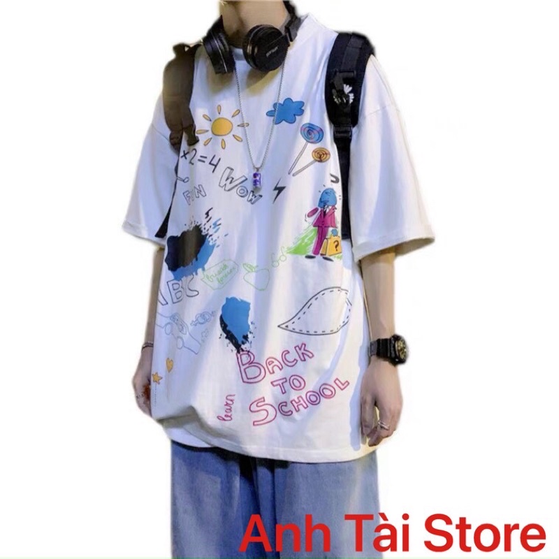 Áo thun tay lỡ phông Unisex nam nữ chất liệu Cotton oversize đến 70kg form rộng in hoạ tiết chữ Back To Shool PA762