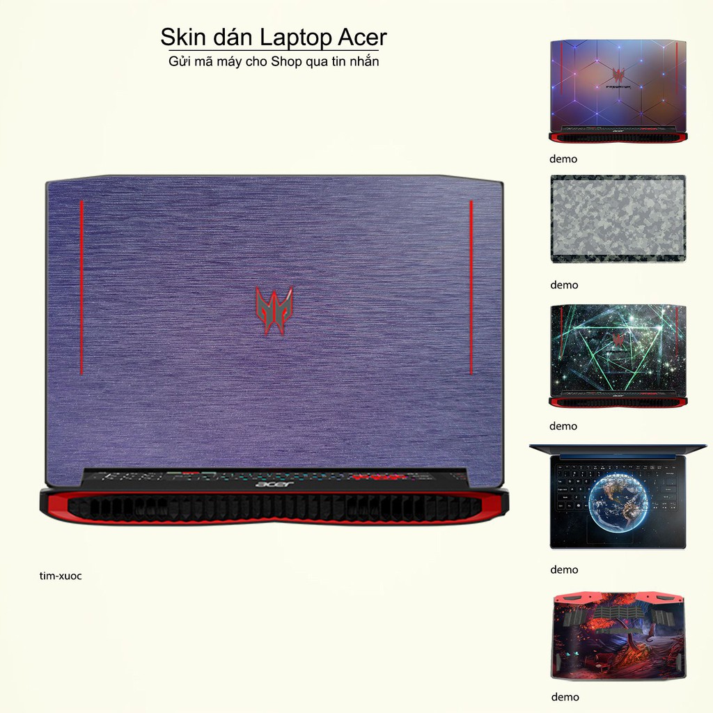 Skin dán Laptop Acer màu tím xước (inbox mã máy cho Shop)