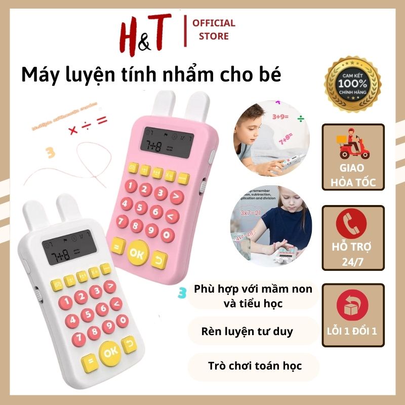 Máy tính cầm tay thông minh cho bé, máy tính bỏ túi mini hình gấu nhựa ABS an toàn cho bé giúp phát triển tư duy