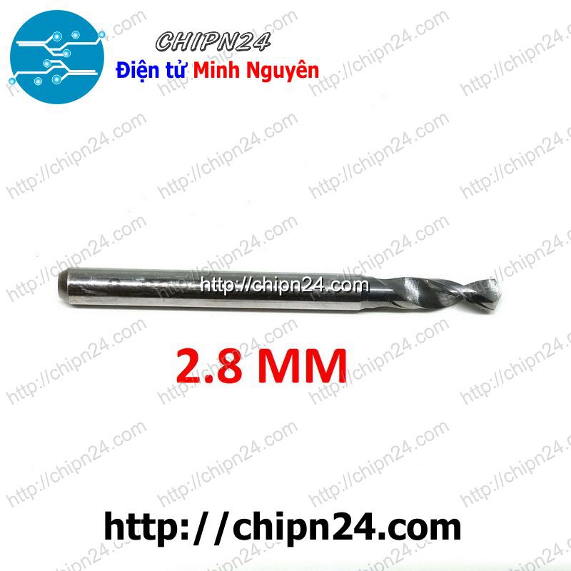 [1 CÂY] Mũi khoan mạch in CNC HỢP KIM 2.8mm (Mạch điện tử, PCB)