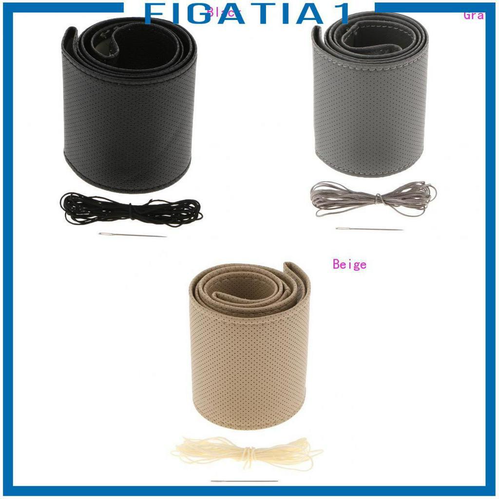 Vỏ Bọc Vô Lăng Xe Hơi Bằng Da Thật 15 inch Chống Trượt Thoáng Khí Không Mùi DIY