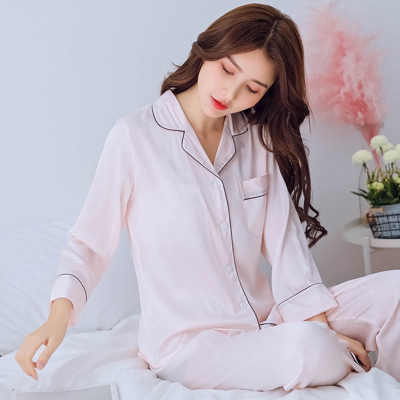 Bộ Đồ Ngủ Tay Dài Bằng Vải Satin Gợi Cảm Cho Nữ | BigBuy360 - bigbuy360.vn