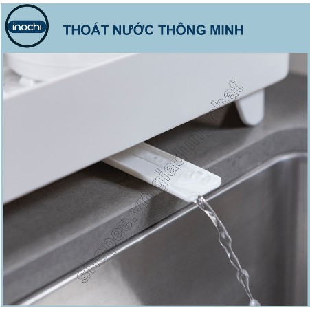 Kệ Chén Bát Nhựa Inox 2 Tầng Inochi Có Khay Thoát Nước Thông Minh Dùng Để Làm Giá Úp Chén Dĩa, Bát Đĩa Trên Chậu Rửa