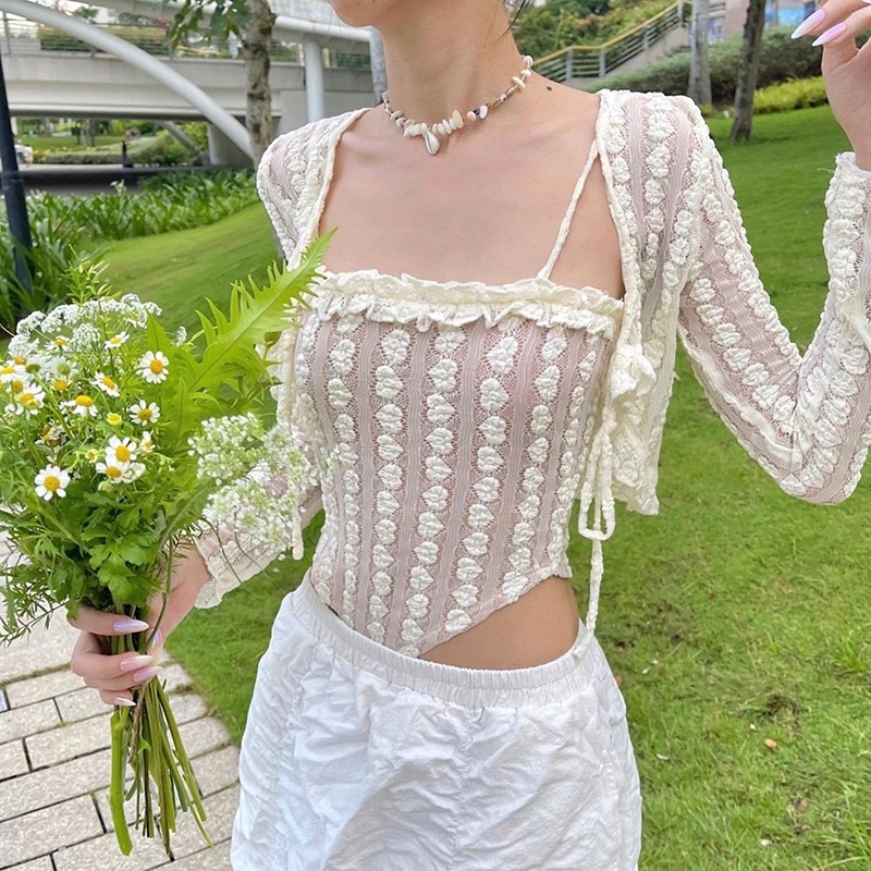 Set Áo Dài Tay Hai Dây Có Khoác Ngoài Siêu Sang