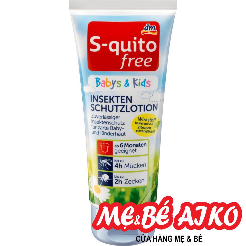 Kem chống muỗi S-quito free Insekten schutzlotion 100ml Nội Địa Đức (cho trẻ từ 6 tháng trở lên)