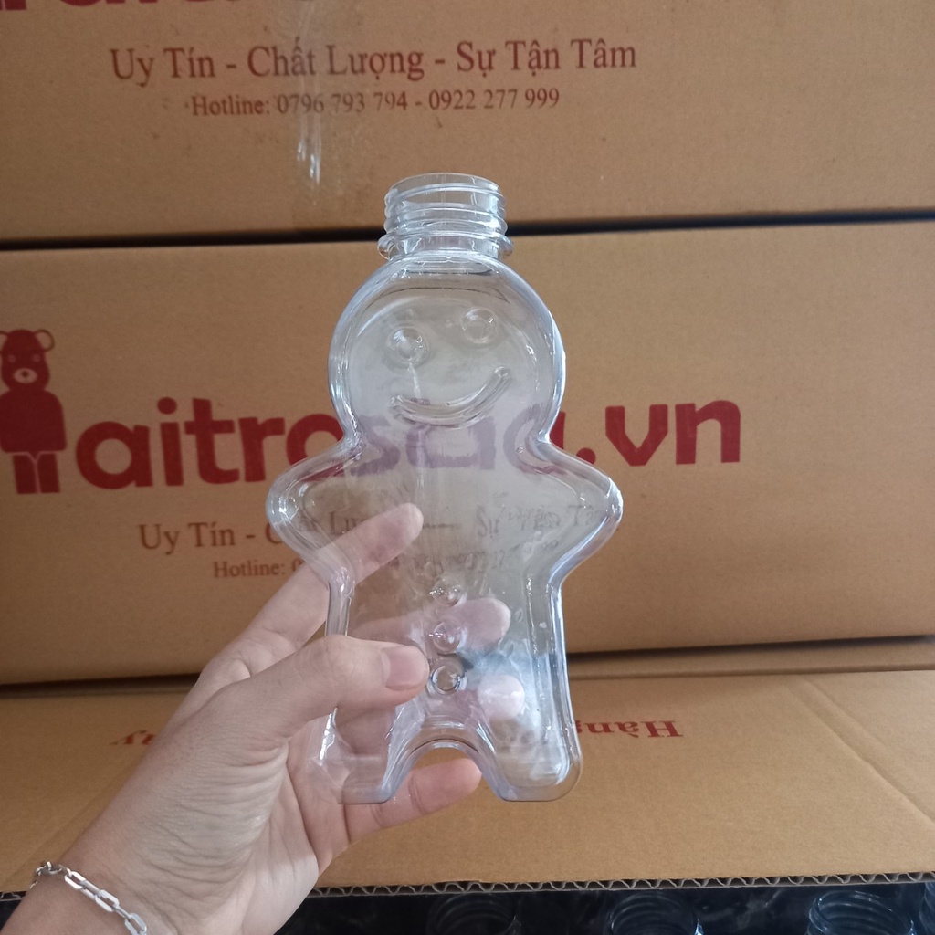 Chai nhựa PET hình nhân vật cao cấp mẫu bánh quy gừng 500ML dành cho mùa noel - CN016