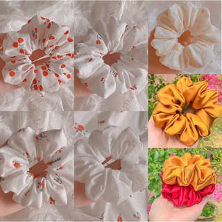 Buộc tóc, cột tóc scrunchies bản to, siêu nhún trơn, hoa cao cấp (ảnh thật chính chủ)