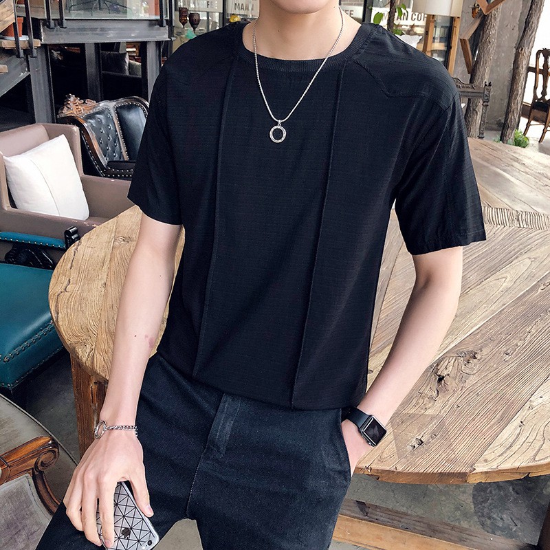 Áo T-shirt/Áo phông nam, cộc tay, thời trang, phù hợp cho mùa hè, kiểu dáng rộng rãi, một màu, mẫu mới nhất