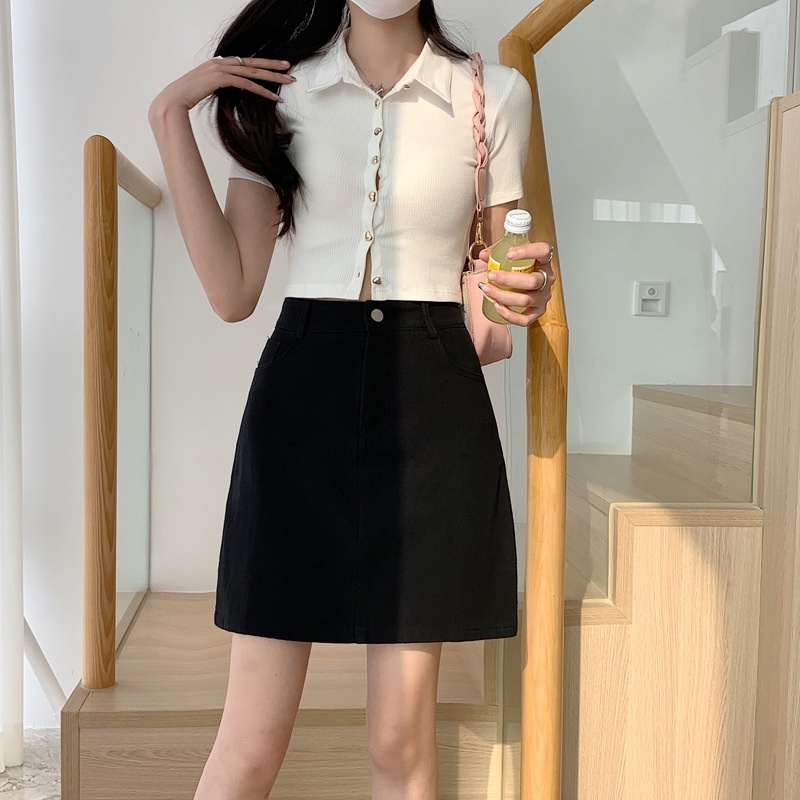 Chân Váy Chữ A 2 Lớp Có Quần Trong Chất Vải Kaki Mềm