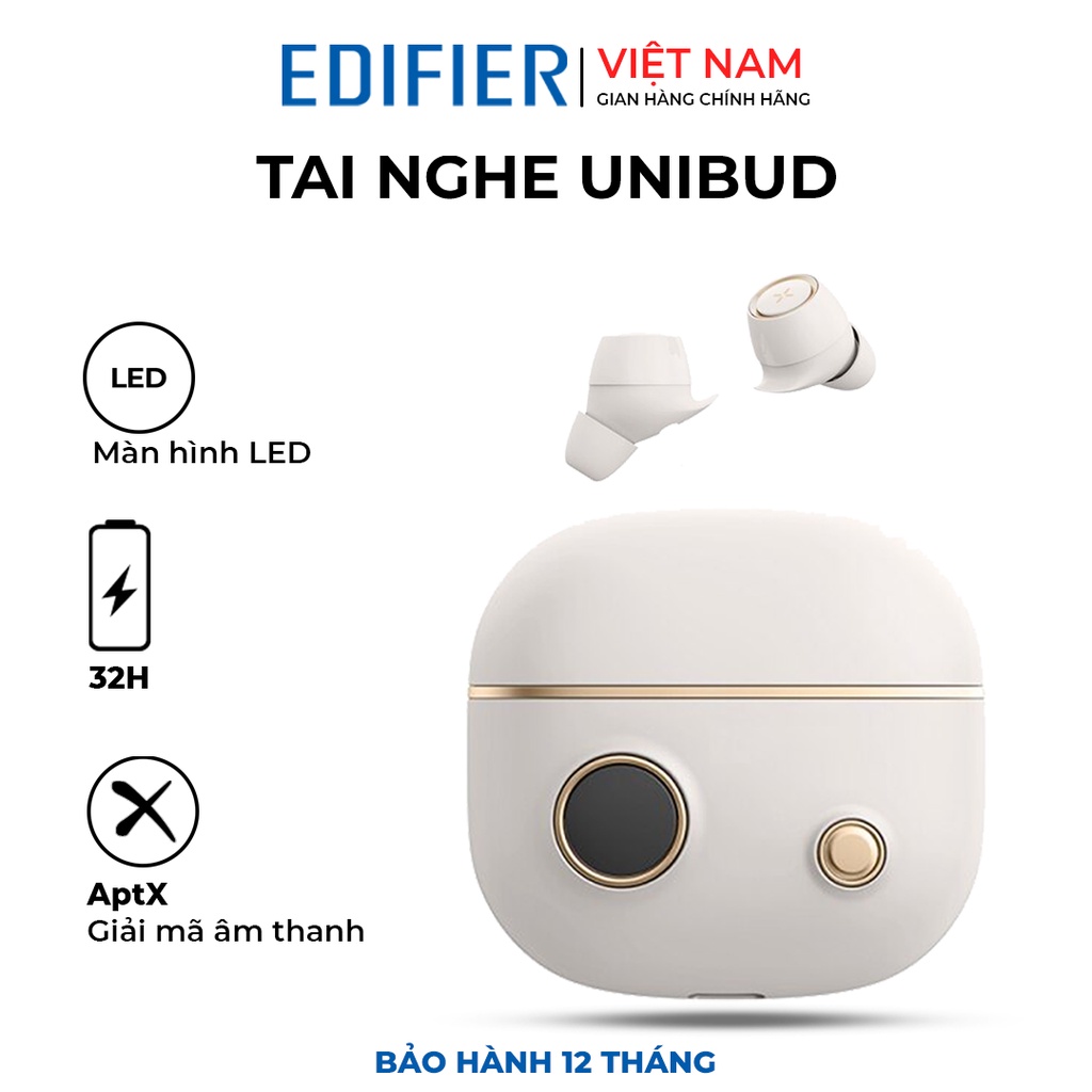 Tai nghe bluetooth 5.0 Edifier Unibud - Thiết kế cổ điển Màn hình led độc đáo Khử ồn đàm thoại Pin 32 giờ - Chính hãng