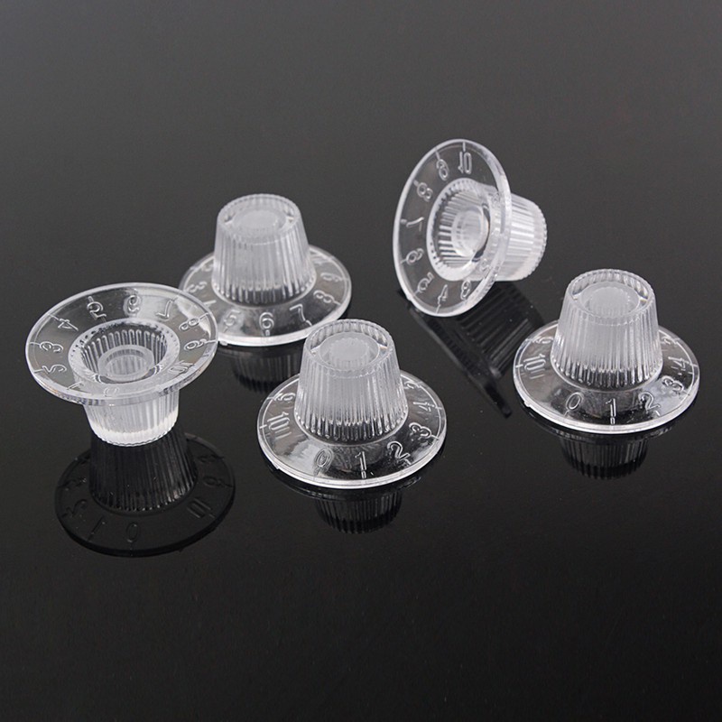 5Pcs Guitar Tone Volume Control Knobs for LP Guitar Transparent White