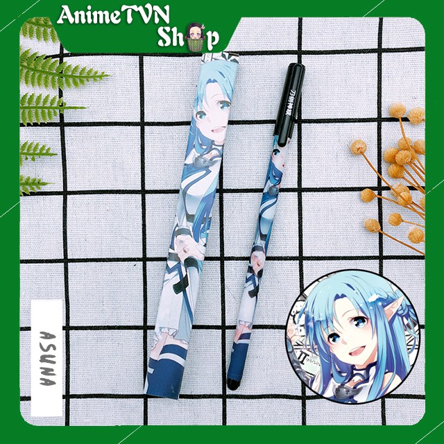 Bút Viết cao cấp Anime Sword Art Online (Kirito + Asuna) - Dạ bi mực đen kèm hộp in hình thân bút và hộp