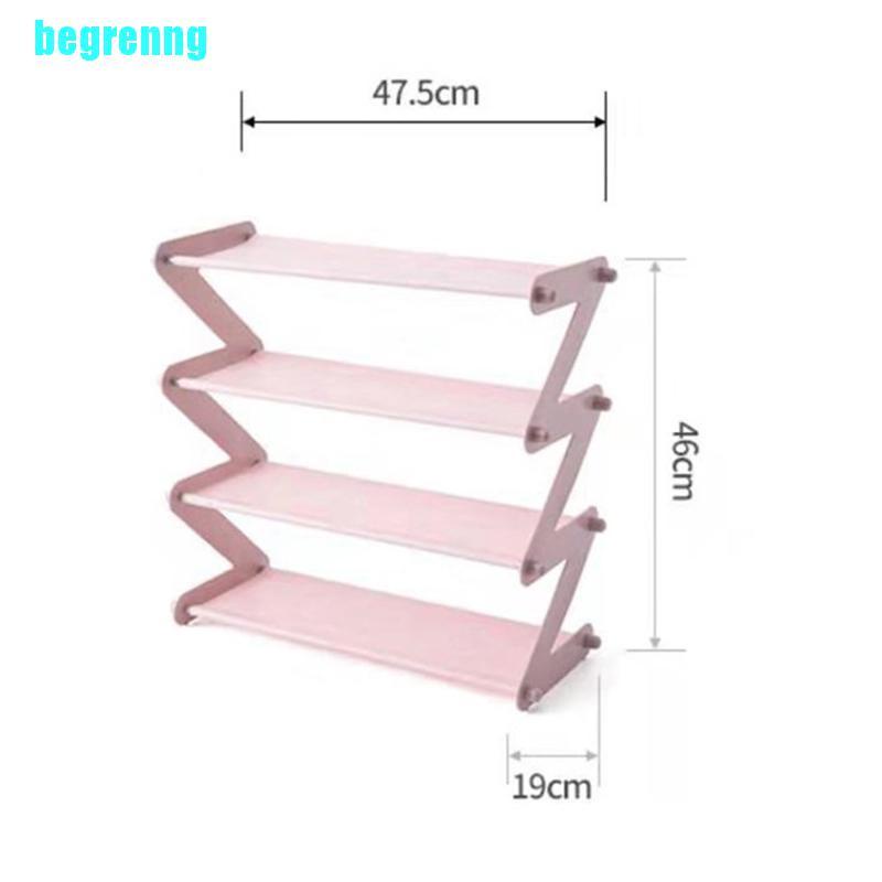 beg Z Shape Shoe Rack Stainless Steel Storage Shelf Book Room Bedroom Shoe Organizer