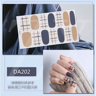Hình dán móng tay Nail Sticker sọc caro xinh xắn trang trí nghệ thuật (bảng 6)
