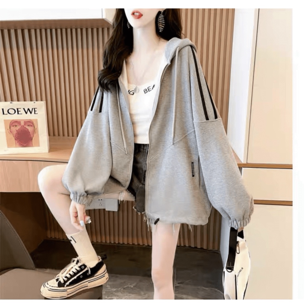 ÁO HOODIE NỮ PHỐI VIỀN SỌC TAY THỜI TRANG ĐẸP NHƯ MƠ