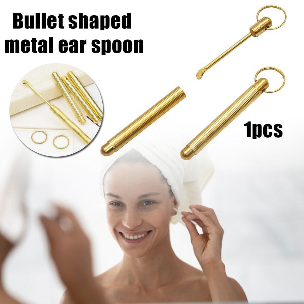 [Hàng mới về] Dụng Cụ Lấy Ráy Tai Làm Từ Nhôm Màu Vàng Đồng Có Móc Khóa Sử Dụng Tiện Lợi Tại Nhà