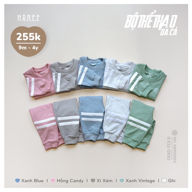 HRNEE ! Bộ quần áo thể thao nỉ da cá cho các bé yêu từ 6m-4y!