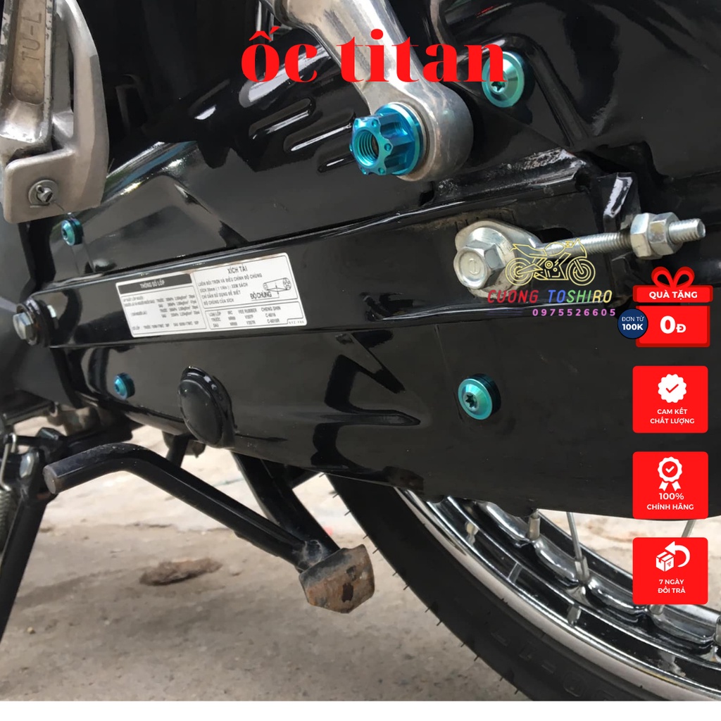 Ốc titan gắn hộp xích xe wave a, rs,s, rsx sirius hàng chính hãng cực đẹp không phai màu