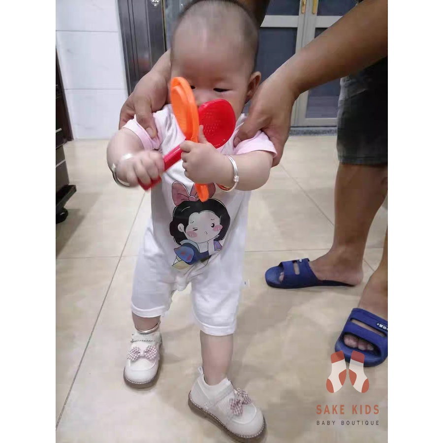 Giày búp bê Giày tập đi bé gái phong cách Hàn Quốc chất da PU mềm quai dán phối nơ dễ thương mới nhất M2233