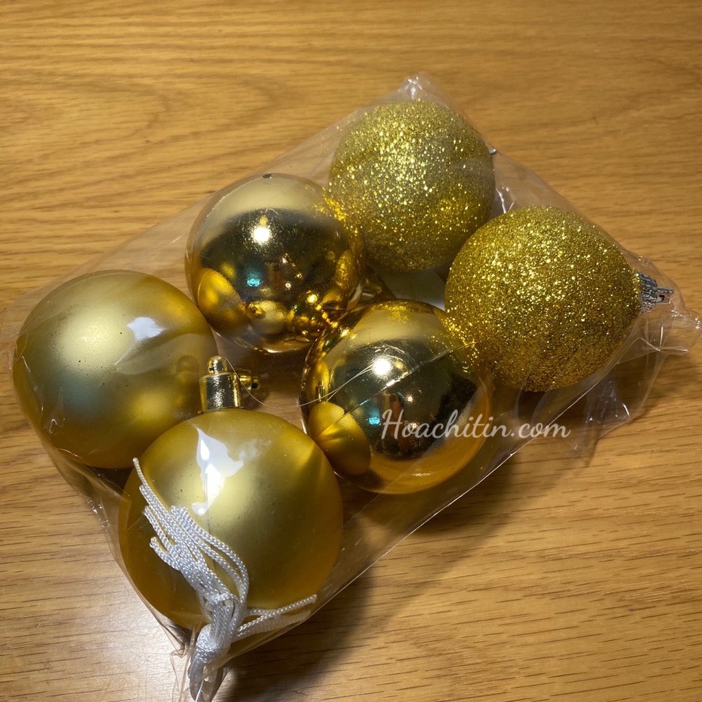 Combo 6 quả châu trang trí cây thông Noel phối kiểu 6cm