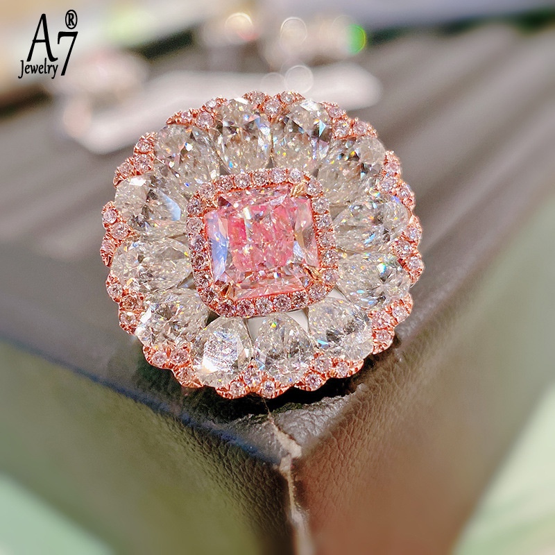 Nhẫn Hở Đính Đá Màu Hồng A7