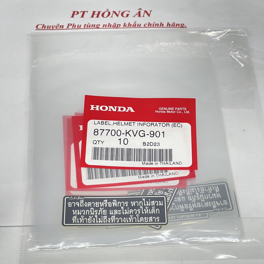 Bộ tem thông số WAVE 125I  Tem bợ cổ trắng nhập khẩu chính hãng HONDA - PT HỒNG ÂN