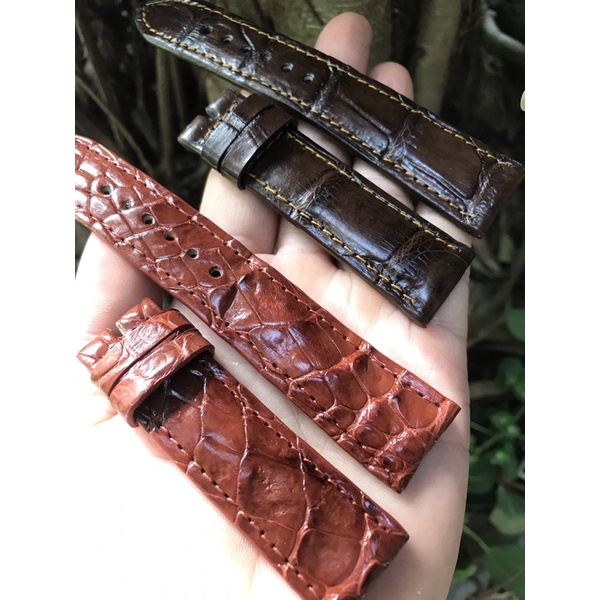 Dây đồng hồ da cá sấu size 22
