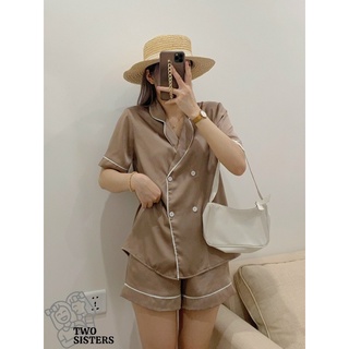 Bộ đồ ngủ pyjama chất lụa cao cấp thiết kế 4 cúc Two Sisters