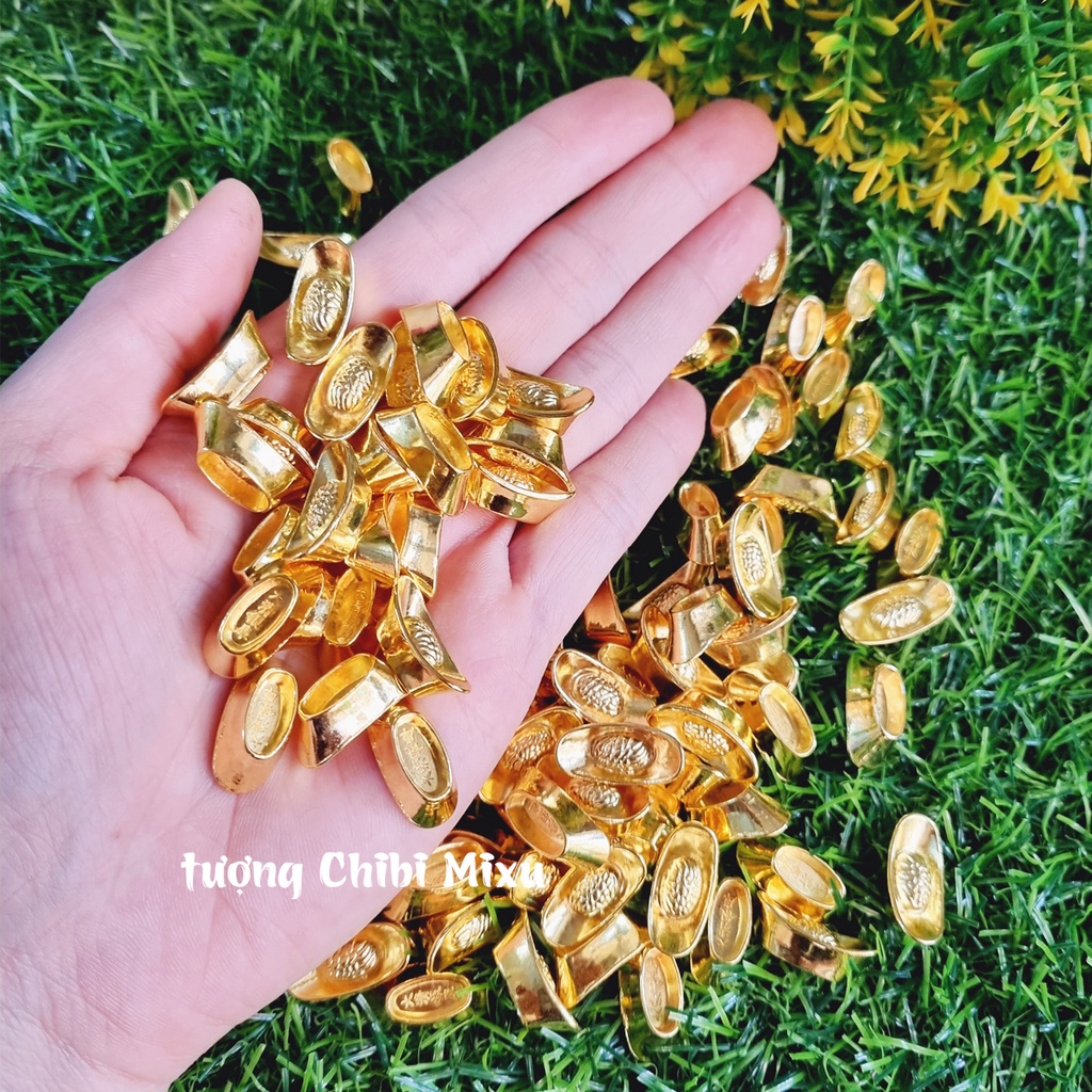 01 thỏi vàng Thần Tài kim loại size 20x10x7mm