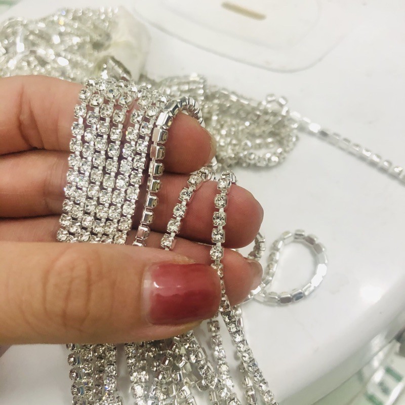 Dây Trang Trí Đính Hạt Đá Dây Xoàn Phụ Kiện Trang Trí Quần Áo Dây Đá Làm Trang Sức Handmade