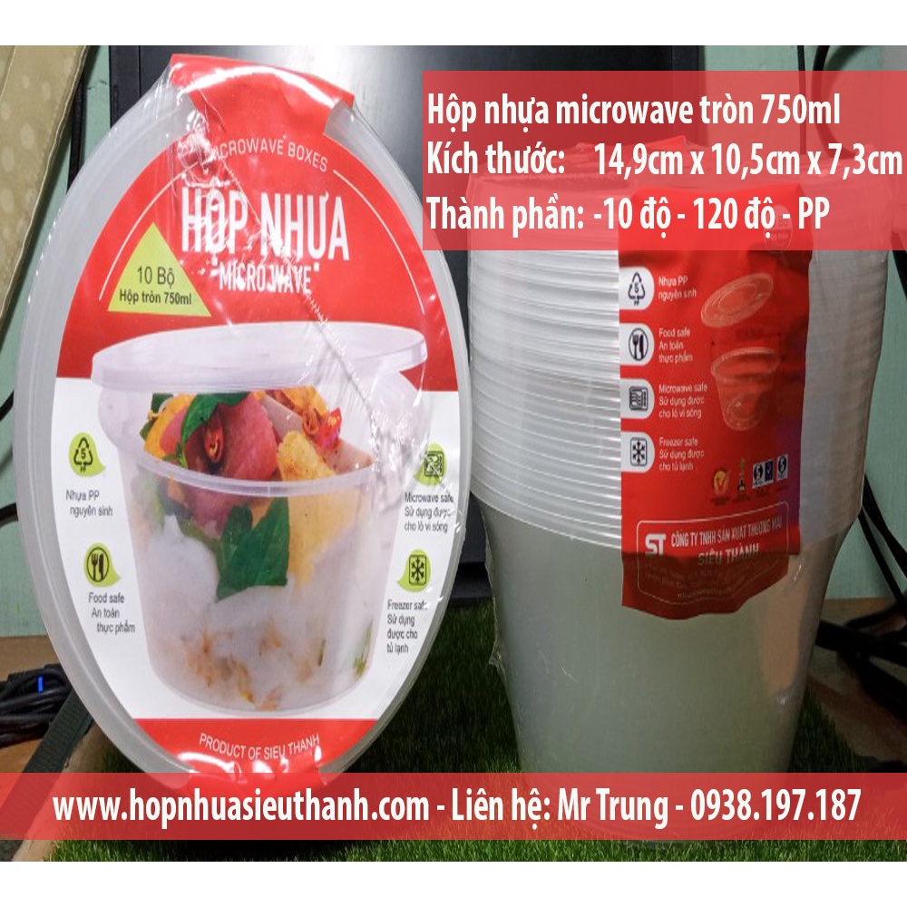 Bộ 10 cái hộp nhựa chữ nhật, tròn cao cấp  đựng kim chi,rau câu, chân gà xả tắc, slim, pate, hải sản