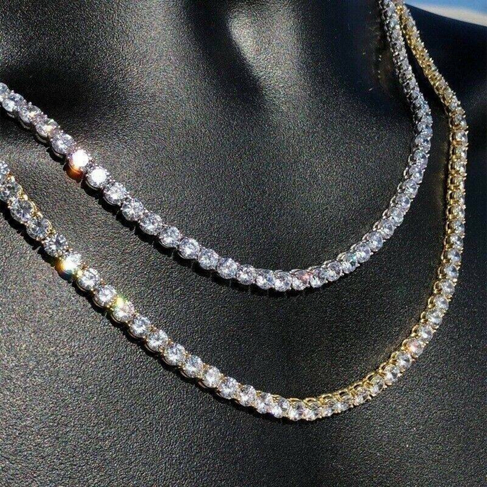 Crystal Diamond Men Hip Hop Tennis Necklace Choker Chain Gifts