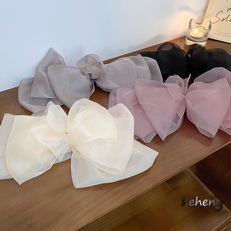 Organza Big Bow Temperament Hairpin South Korea Simple Fashion chao xian Spring Clip 2022 Summer New Hair Accessories