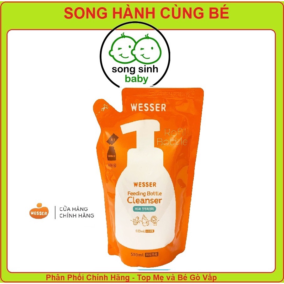 NƯỚC RỬA BÌNH SỮA WESSER GÓI 500ML.