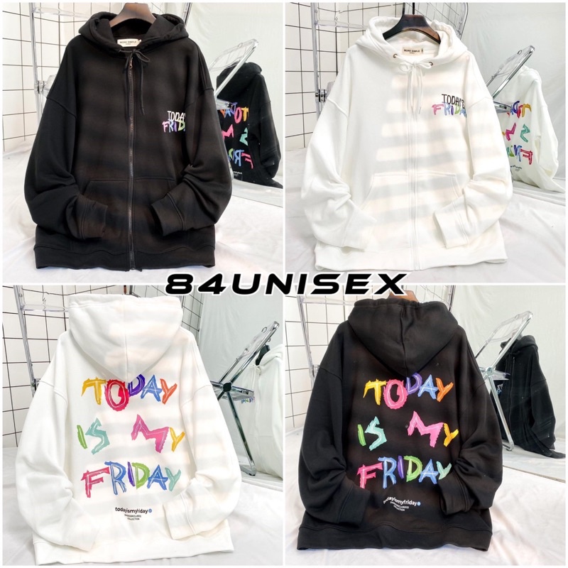 Áo Khoác Hoodie Form Rộng Unisex TODAY Vải Nỉ Bông Dày Dặn - 84Unisex