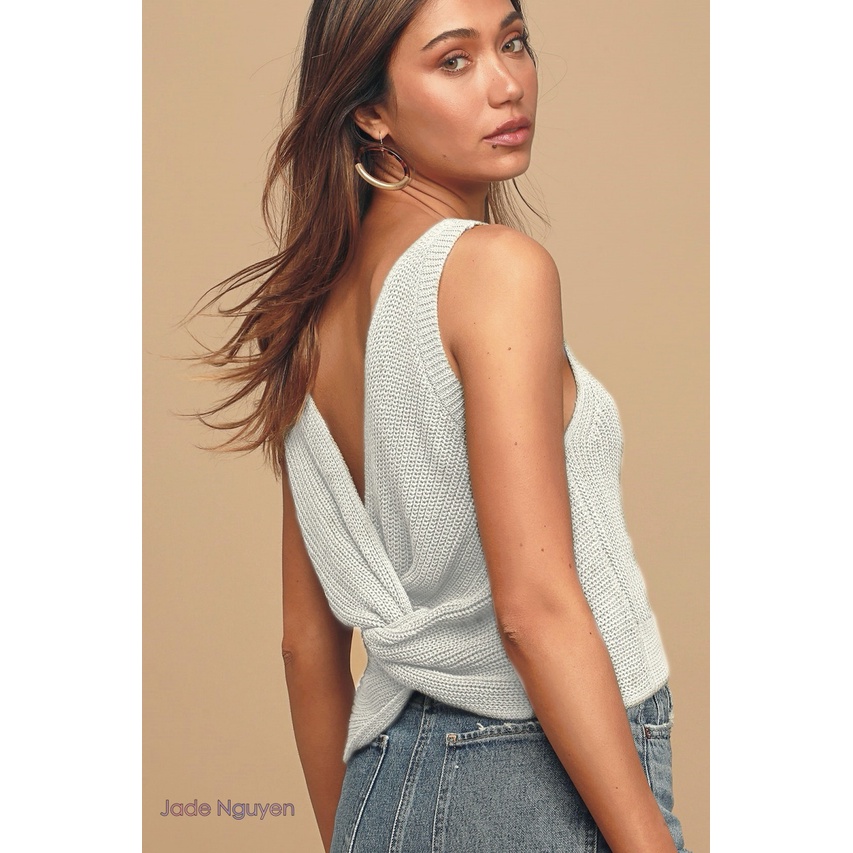 Áo len 2 dây xoắn sau lưng, áo len tank top sexy, áo 2 dây ôm dáng - M1
