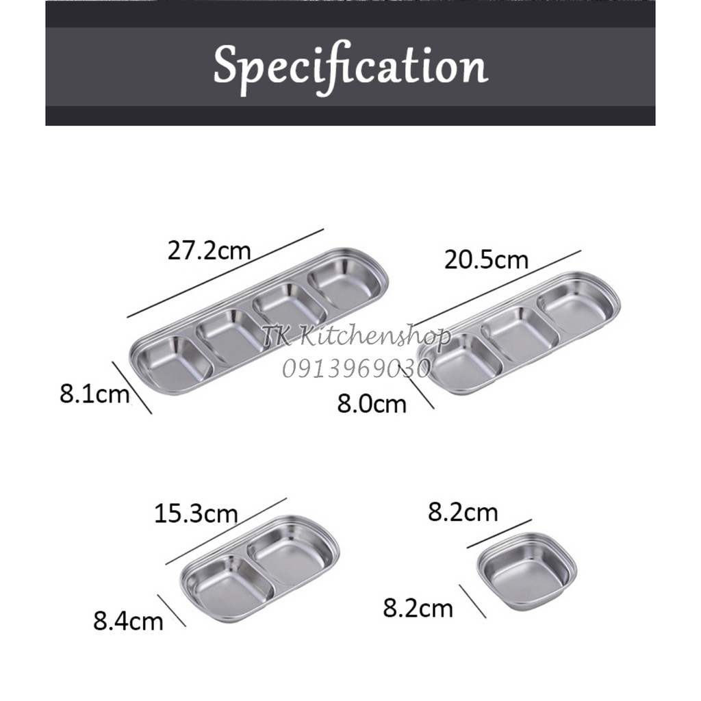 Đĩa gia vị chấm phong cách HÀN QUỐC SUS 304 cao cấp NHIỀU KÍCH THƯỚC