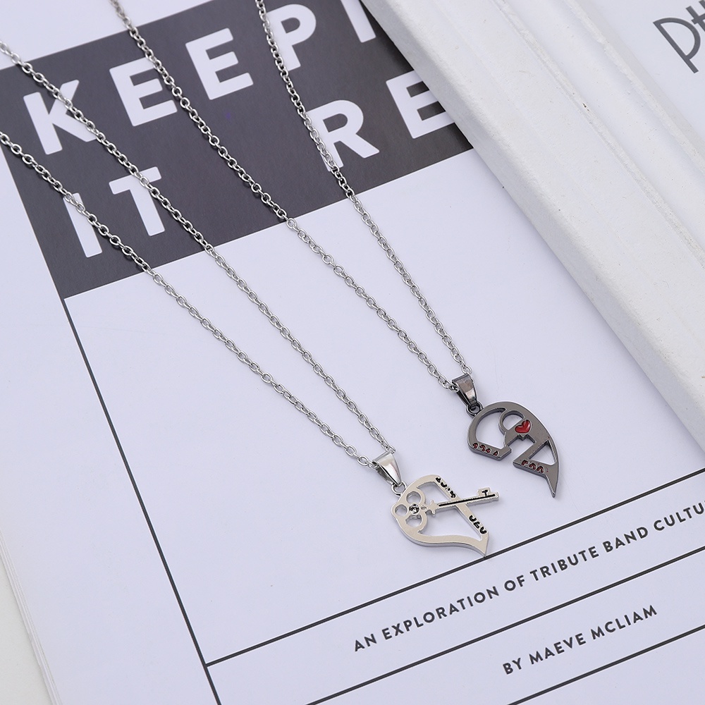 1 Cặp Vòng Cổ Choker Kết Hợp Mặt Dây Chuyền Khắc Chữ Phong Cách Punk 520 Cho Cặp Đôi