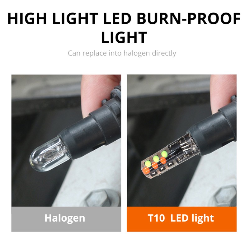 Bóng Đèn LED T10 W5W RGB COB-18 Bằng Silicone Cho Xe Hơi