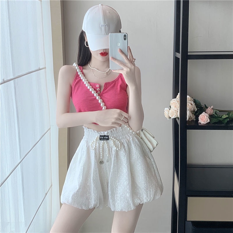 Quần Lửng Ống Rộng Lưng Cao Thêu Họa Tiết Lấp Lánh Thời Trang Mùa Hè Cho Nữ