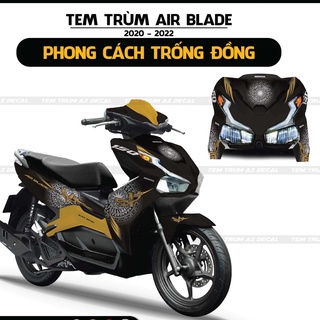 Tem trùm dán xe airblade mẫu trống đồng | abt2022-03 | decal ab 2020 - 2022 màu đen trắng đỏ vàng