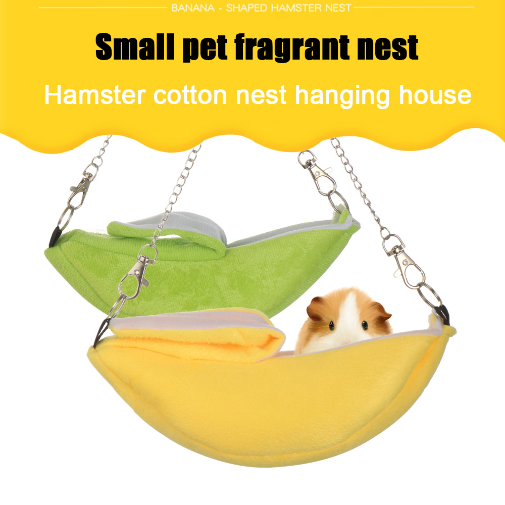 Ổ Nằm Giữ Ấm Mùa Đông Hình Trái Chuối Bằng Cotton Nhiều Màu Cho Sóc / Chuột Hamster